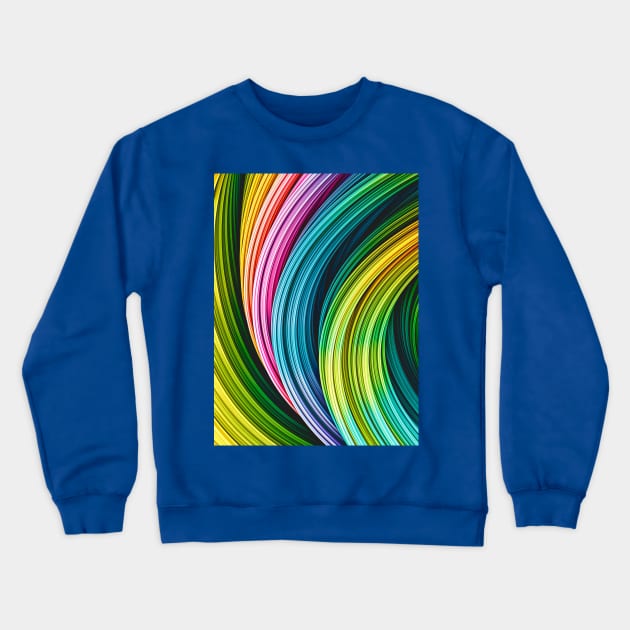 Green, Blue, Pink and Orange Colorful Abstract Art Strands Crewneck Sweatshirt by love-fi